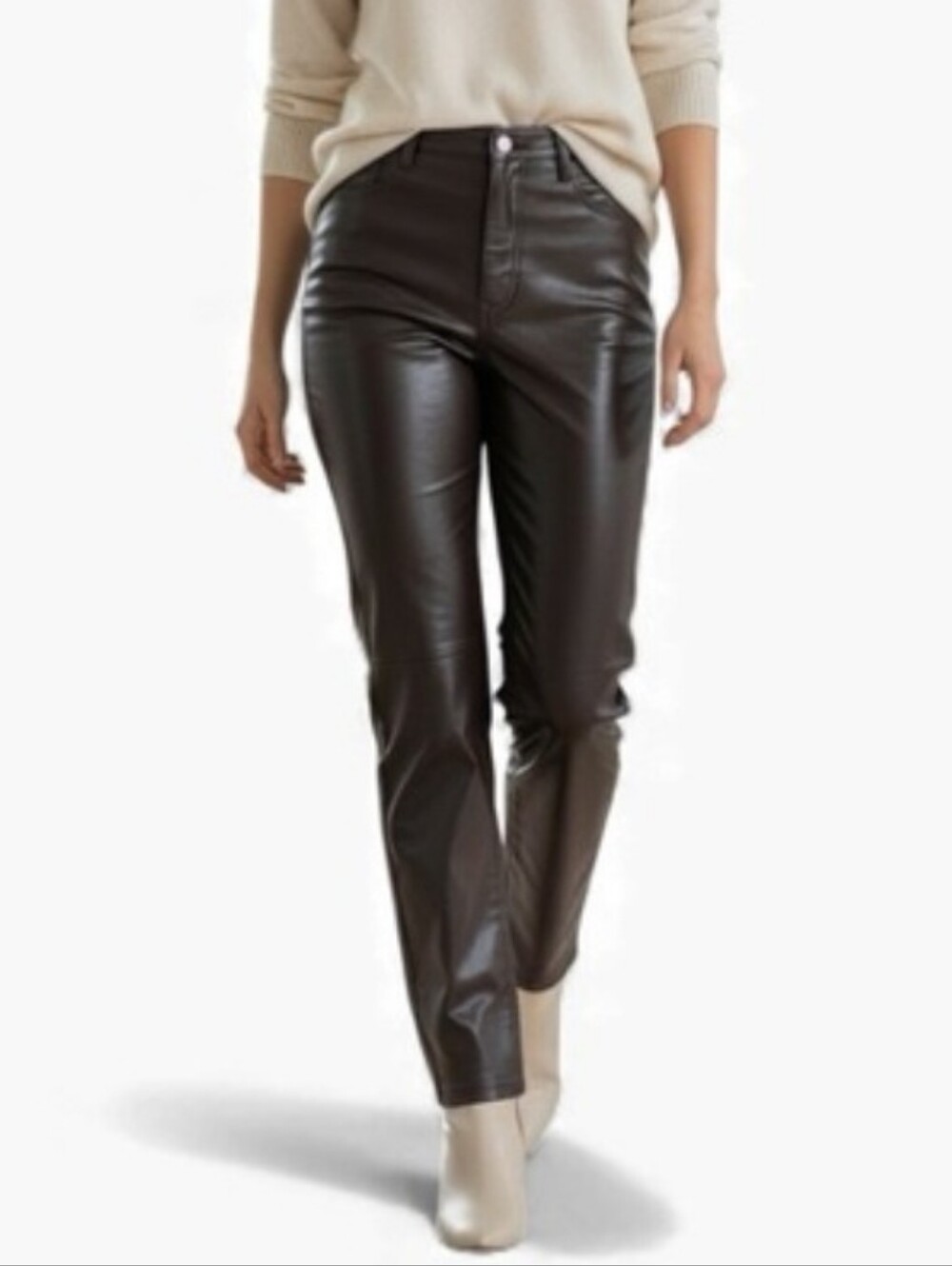 Aritzia Wilfred The Melina High Waisted Vegan Leather Pants Dark Brown Size 6